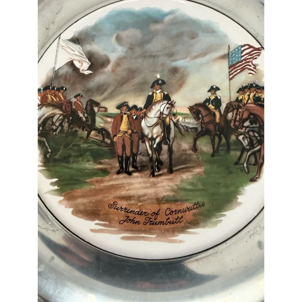 Vintage 1976 Great American Revolution Pewter Plates John Trumbull Set of 2